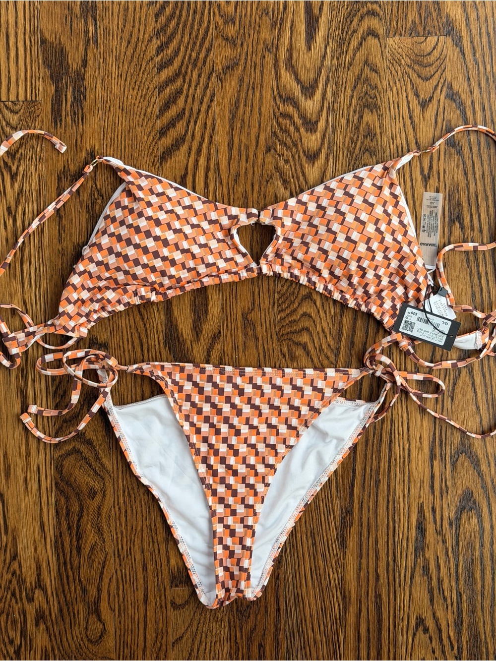 NWT Garage Geometric Ring Swimsuit Bikini Top (L) and Cheeky Bottom (S)